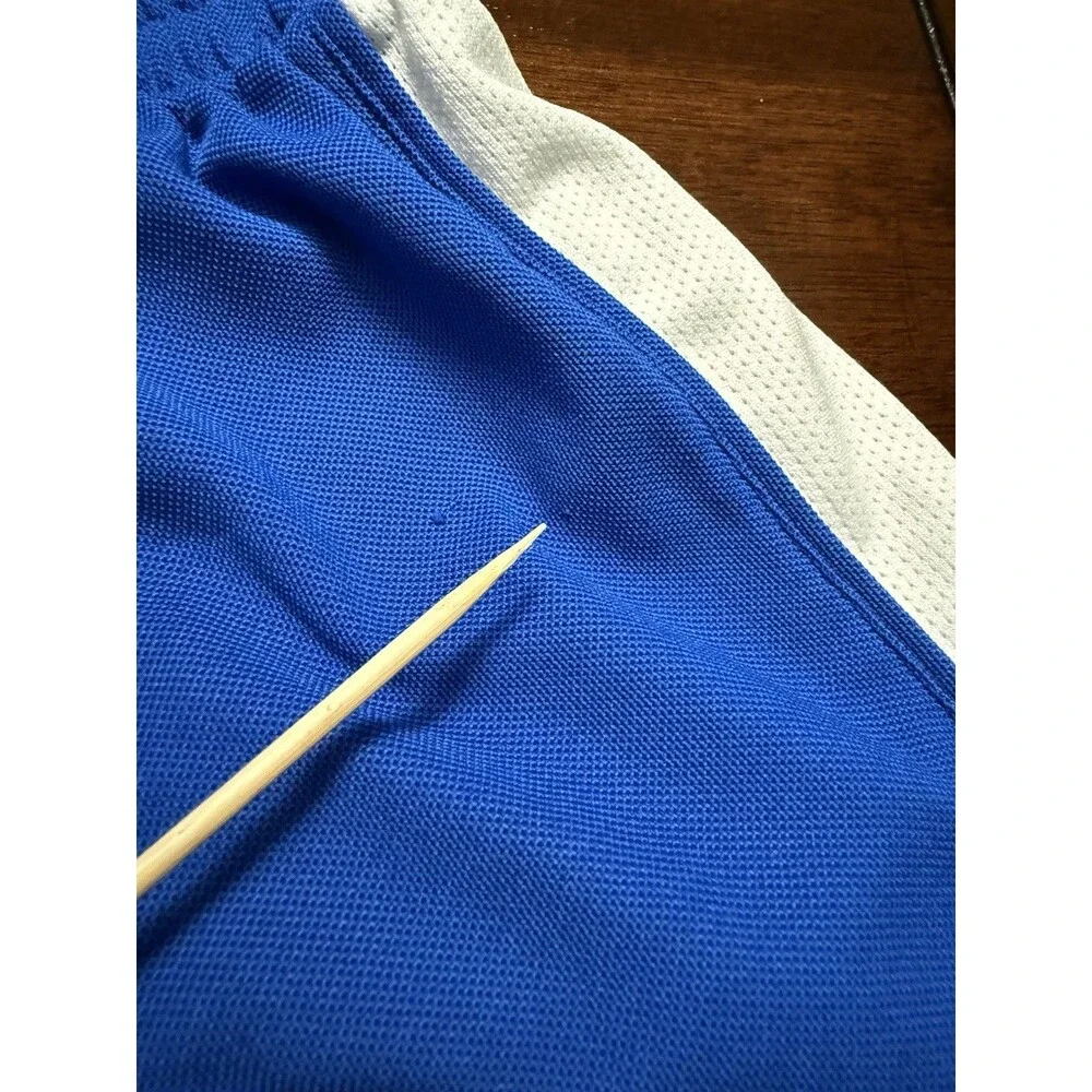 🔥Vintage Diadora Soccer Shorts Mens M Blue Vtg Shiny 90's Y2K Spellout Stitch